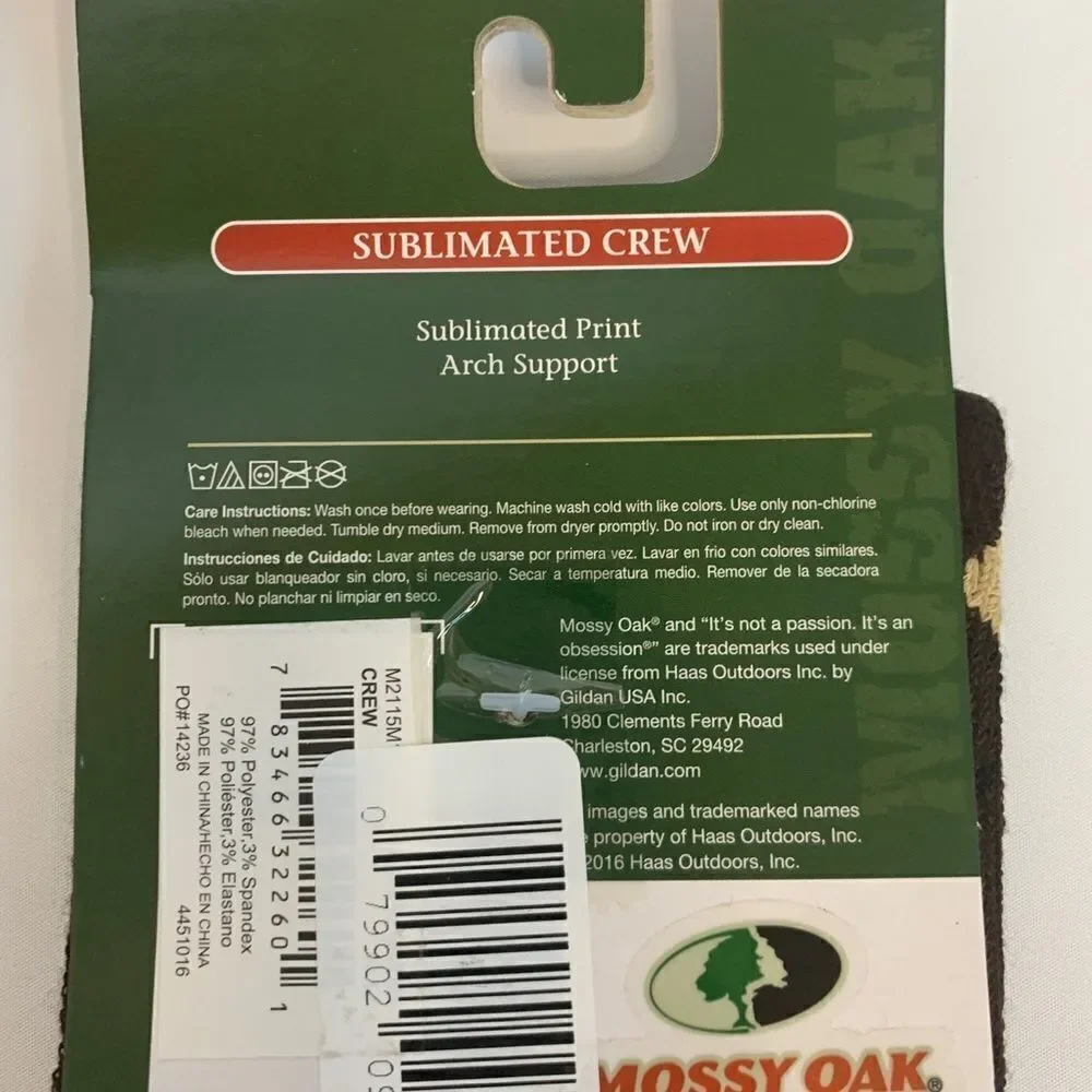 Mossy Oak Sublimated Crew Socks with Arch Support